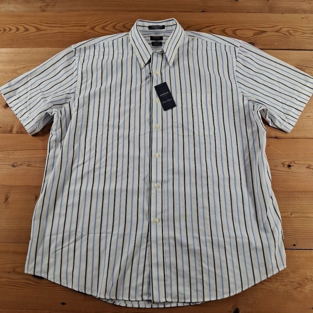 Arrow Classic Fit Dover Oxford Shirt Striped Mens Xl New